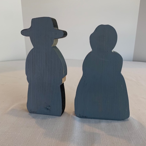 Primitive Folk wood painted Art Amish couple - Picture 4 of 9